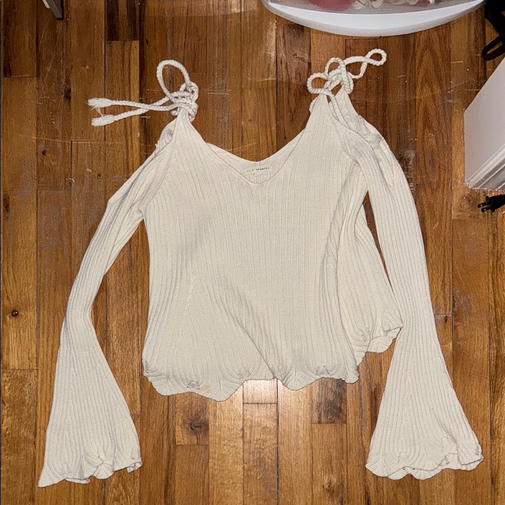 LA Hearts tie top sweater with bell sleeves